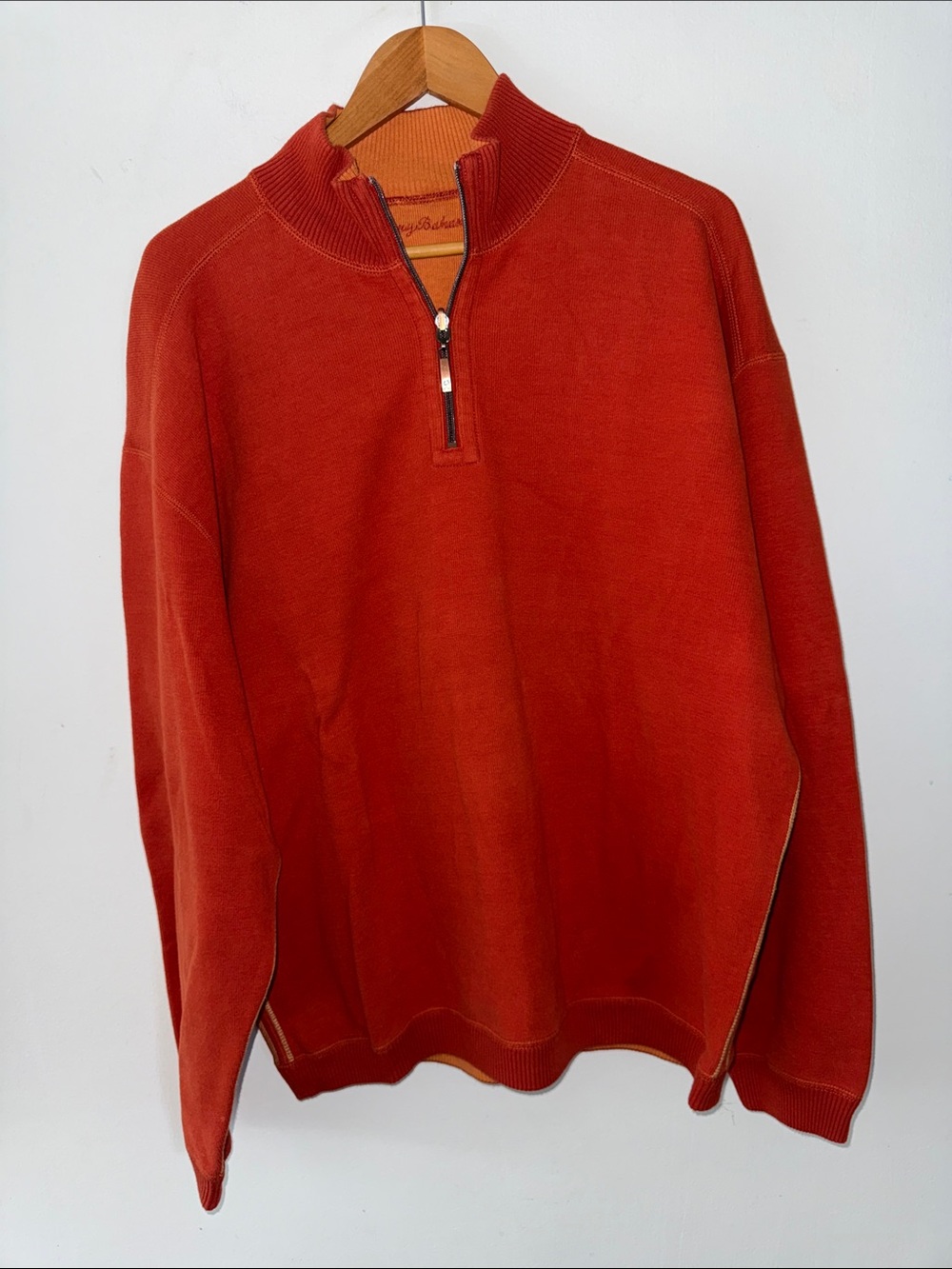Tommy Bahama Men's Burnt Orange Quarter-Zip Sweater